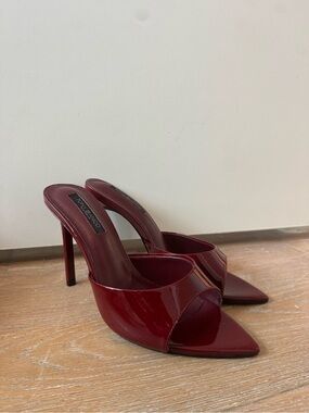 Tony Bianco Burgundy Patent Pointed Stiletto Mules